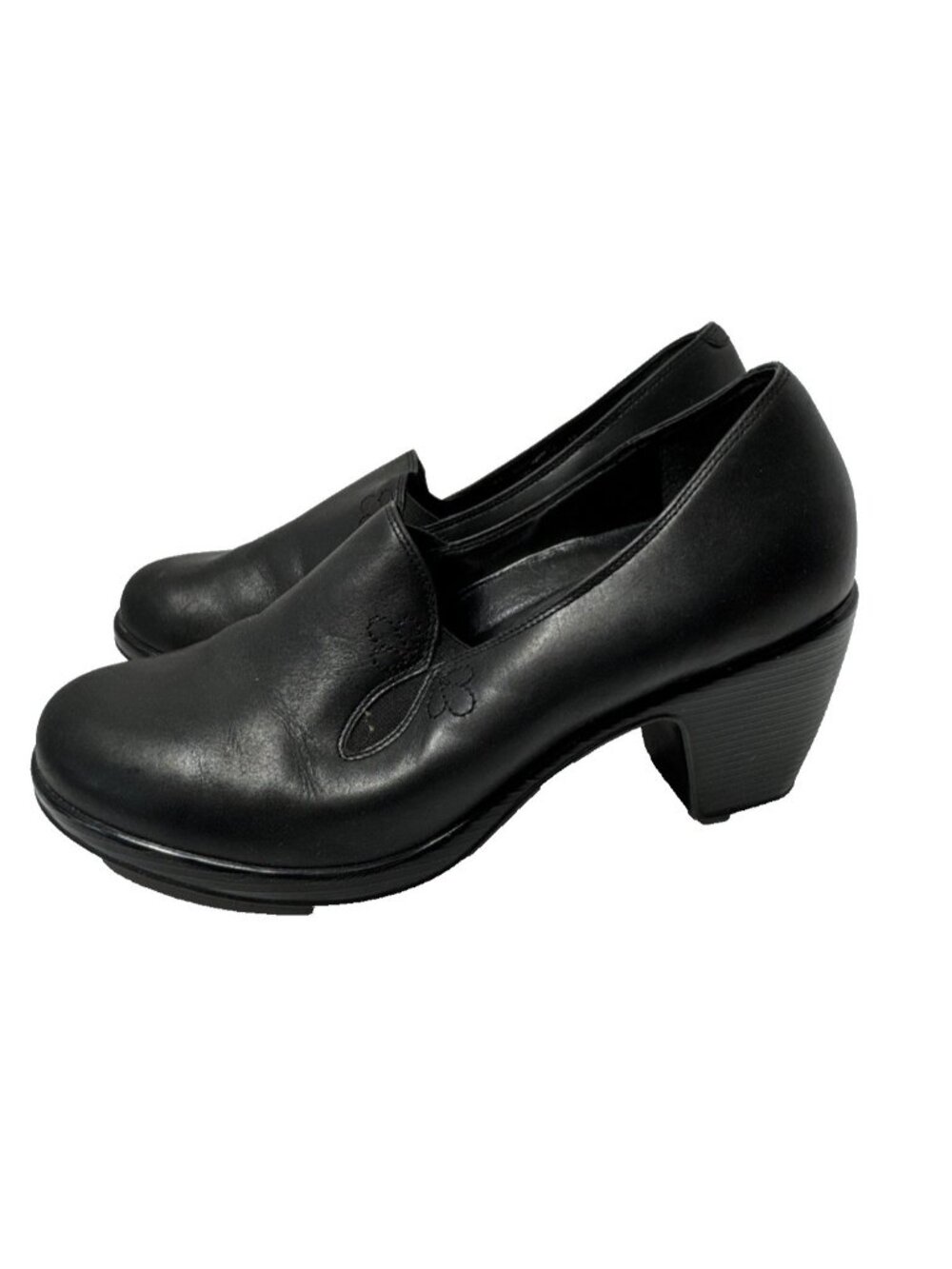 Dansko Women’s Black Leather Slip On Comfort block Pump Size 41 leather upper
